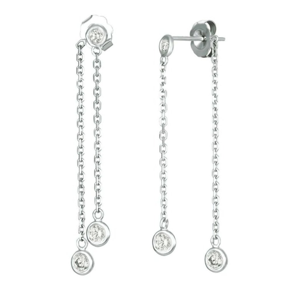 0.50 Carat Natural Diamond Earrings G SI 14K White